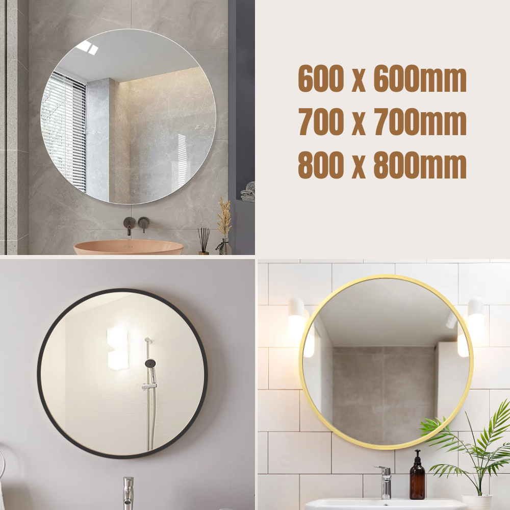 Mirror Round Frameless/Black Frame/Brushed Gold/600mm / 700mm / 800mm